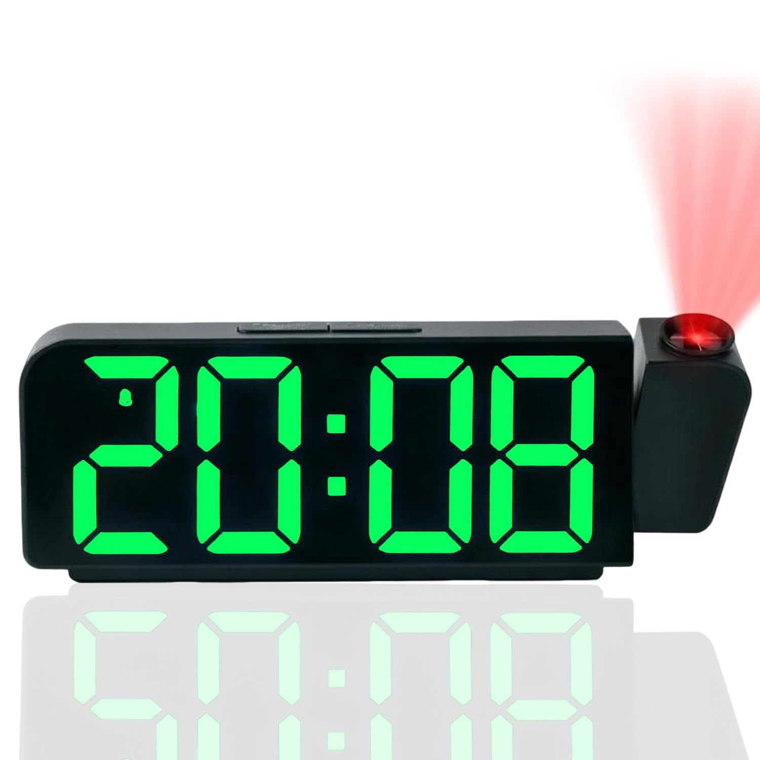 Tisaika Projection Alarm Clock Bedside 7.9'' LED Alarm Clocks with 180° Rotatable Projector Adjustable Brightness Temperature Date Snooze Night Mode Time Memory USB Clocks for Bedroom Home Office