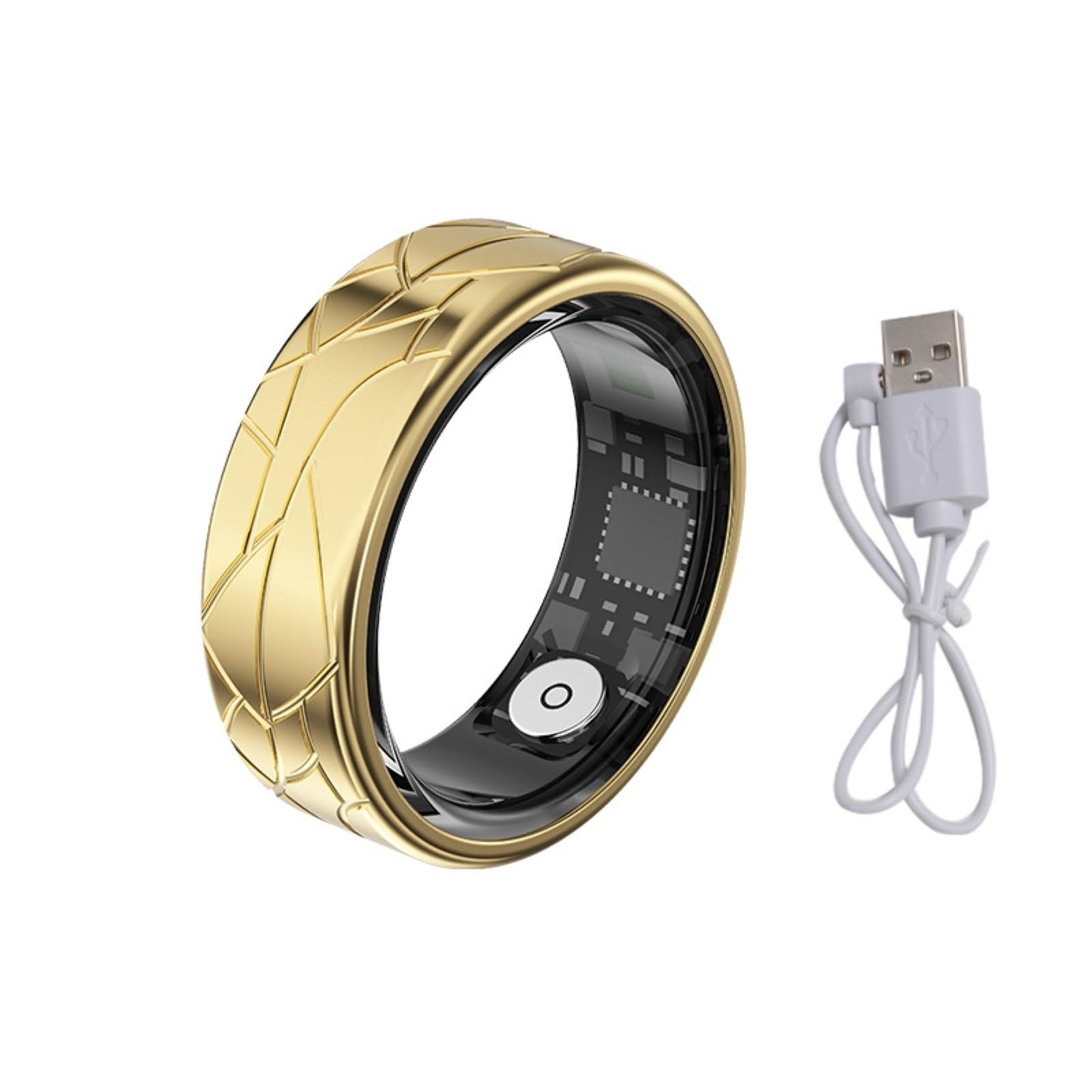 Smart Ring, Tracker del Sonno Tracker degli Esercizi Tecnologia avanzata dei sensori Contapassi Anello della Salute Monitor della Temperatura for Gli Sport all'Aria Aperta(Gold,#12)