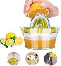 Citrus Orange Juicer, Lemon Manual Hand Squeezer with Built-in Measuring Cup and Grater, Egg Yolk Separator, 12OZ 4 in 1 Multi-Function Manual Juicer with Multi-Size Reamers, Ginger Garlic Grater