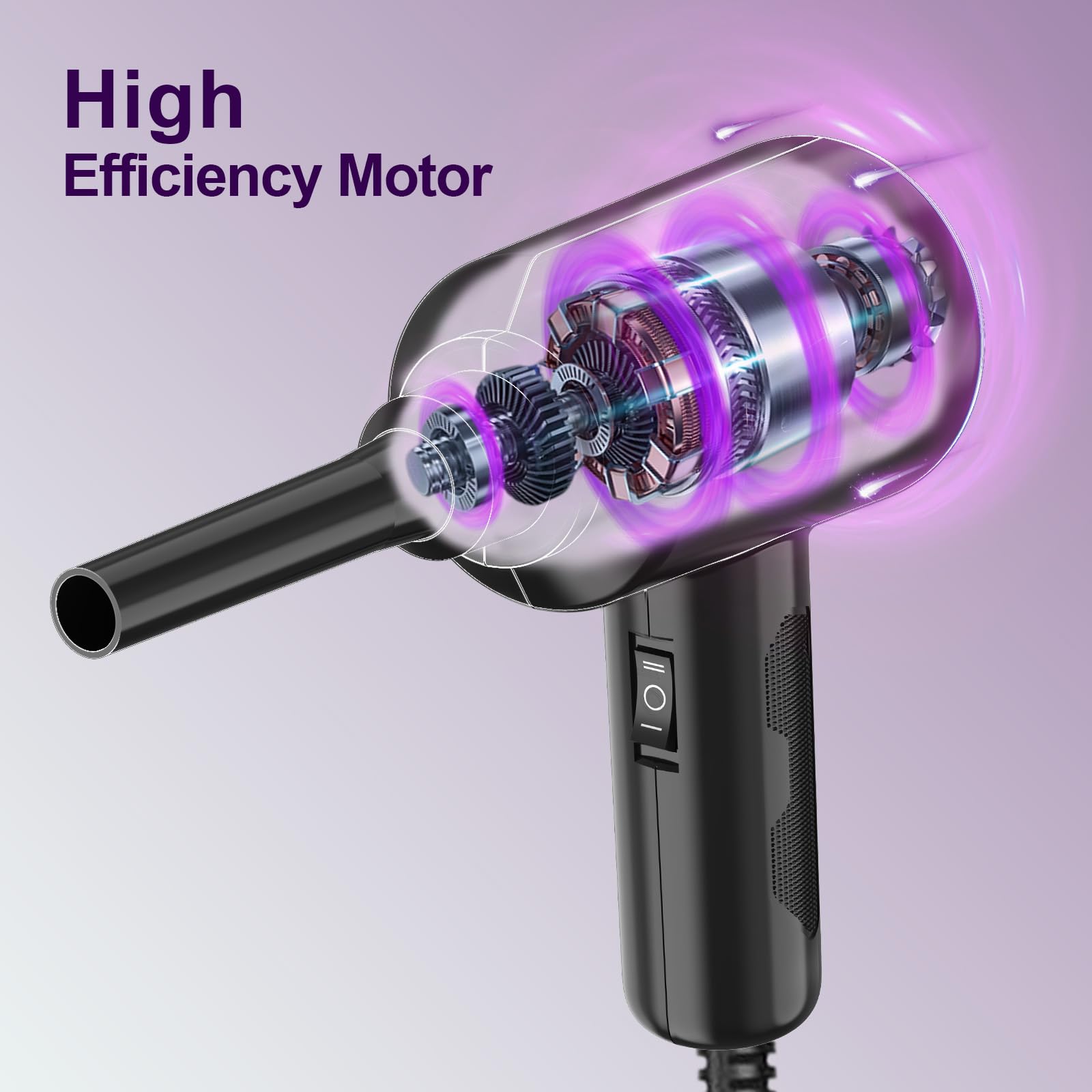 Meudeen Air Duster - Aire comprimido - Limpieza de alta potencia de 5.5 onzas para computadora - PC - Soplador de aire de 2 engranajes (negro morado)