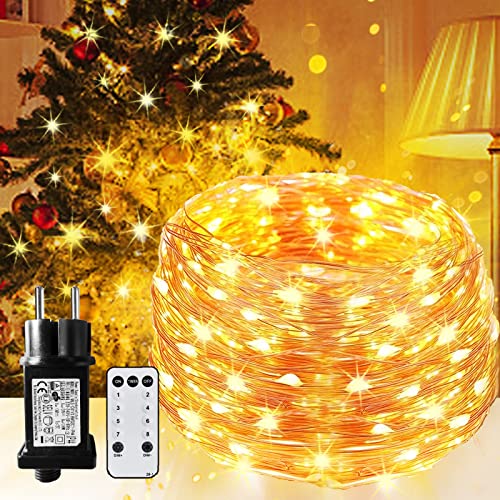 LED Lichterkette Mit 50 LEDs – USB-betrieben, Silberdraht, Warmweiß, Wasserdicht IP65