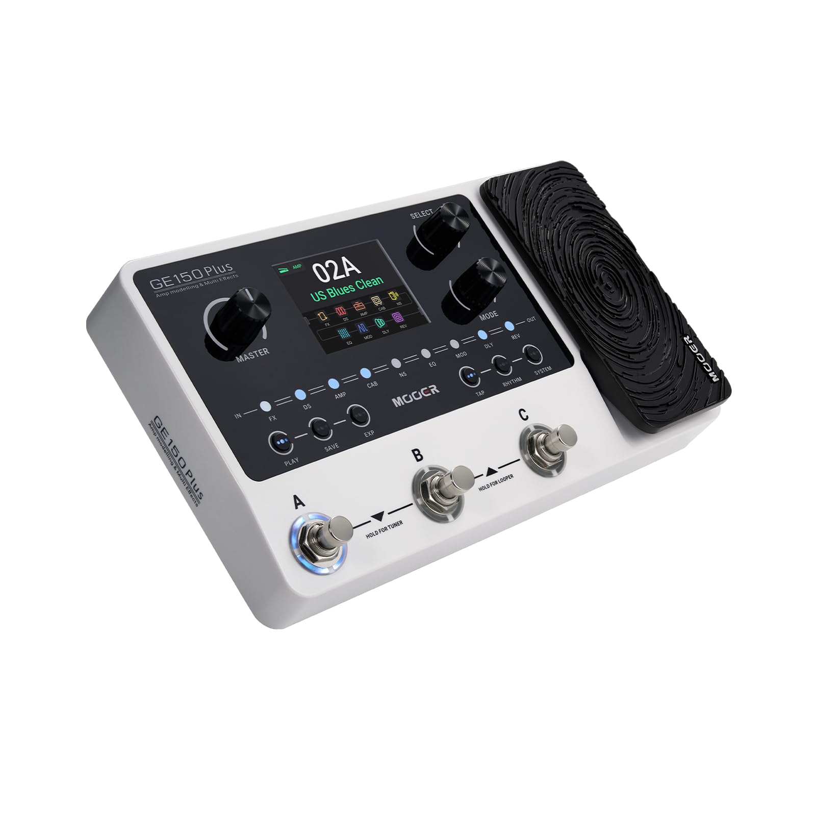 Mooer GE150 Plus Multi Effects Pedal für Gitarre | 55 Amp-Modellen, 170 Effekten, 80-Sekunden-Looper, Expression-Pedal und USB-C-Recording