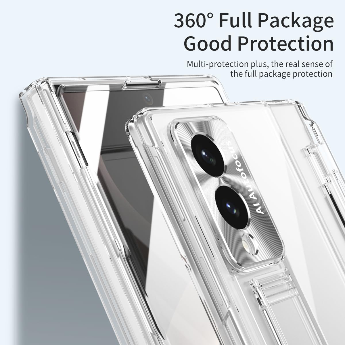 Custodia per Samsung Galaxy Z Fold 8 con portapenne e stilo, custodia trasparente monopezzo con protezione per cerniera cavalletto, protezione per lo schermo HD, antigraffio, custodia