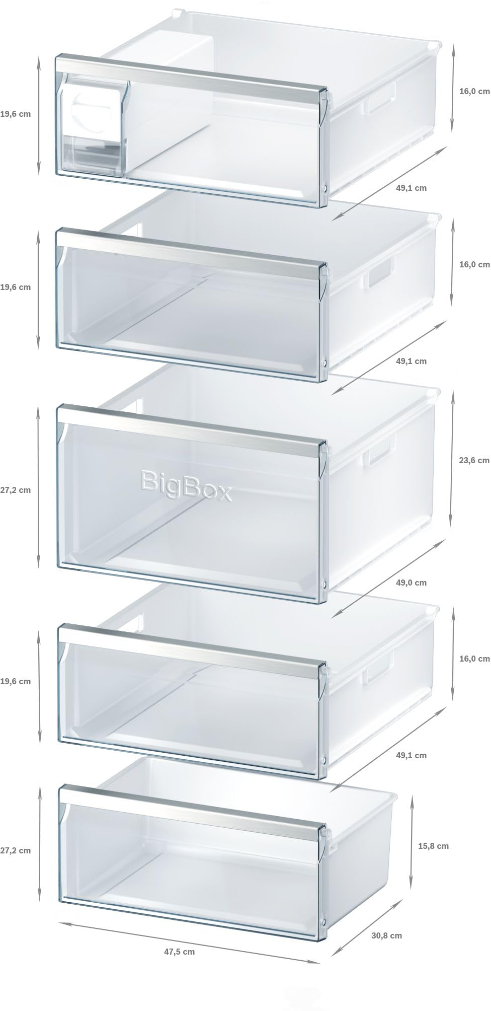 Siemens GS51NAWCV iQ500 Freistehender Gefrierschrank, 289 L, noFrost, bigBox, varioZone, Weiß