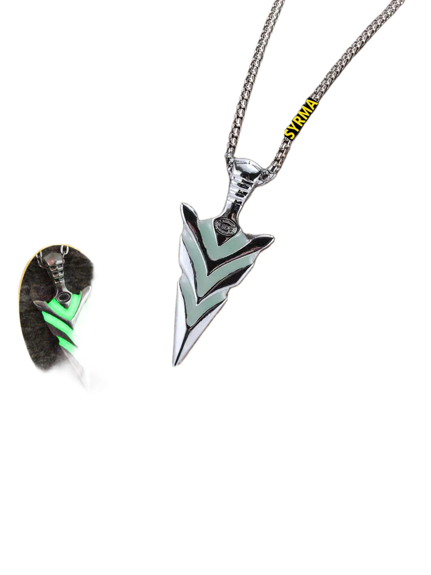 Arrow glow in the dark pendant for men and women, radium arrow locket stainless steel pendant|Radium errow_head-image-12