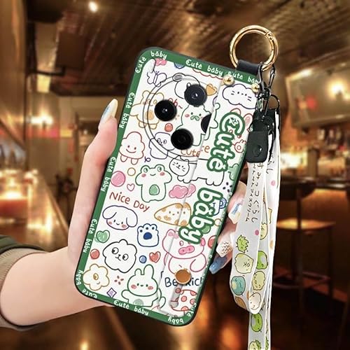 Phone Case Compatible with VIVO Y500 Pro China, Back Cover Anti-dust Cute Shockproof Soft case Wrist Strap Dirt-resistant Silico