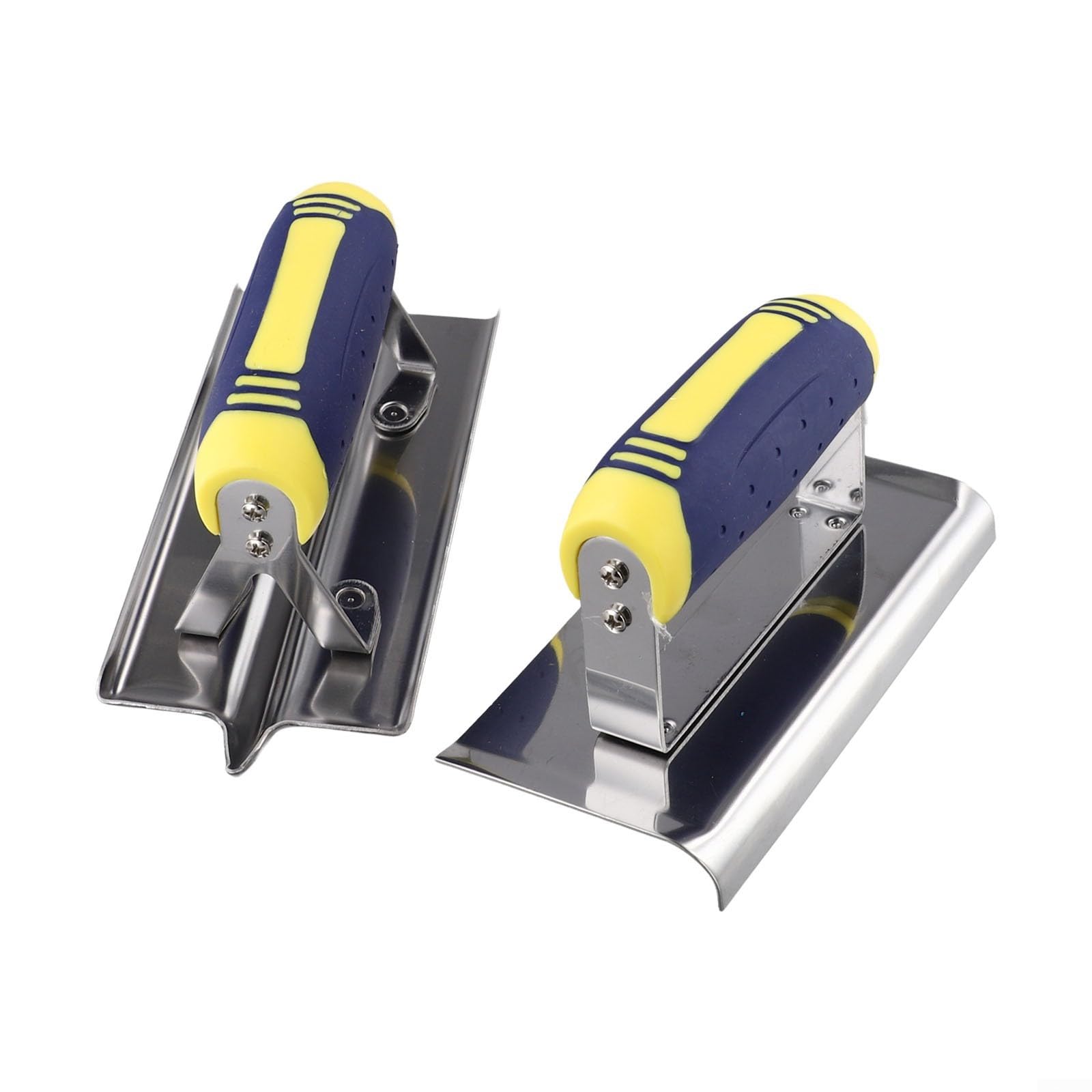 Set di 2 cazzuole per bordi in cemento in acciaio inox, per scanalare calcestruzzo, kit di finitura in cemento, resistenti alla ruggine e all'erosione, facili da pulire (curve e affilate)
