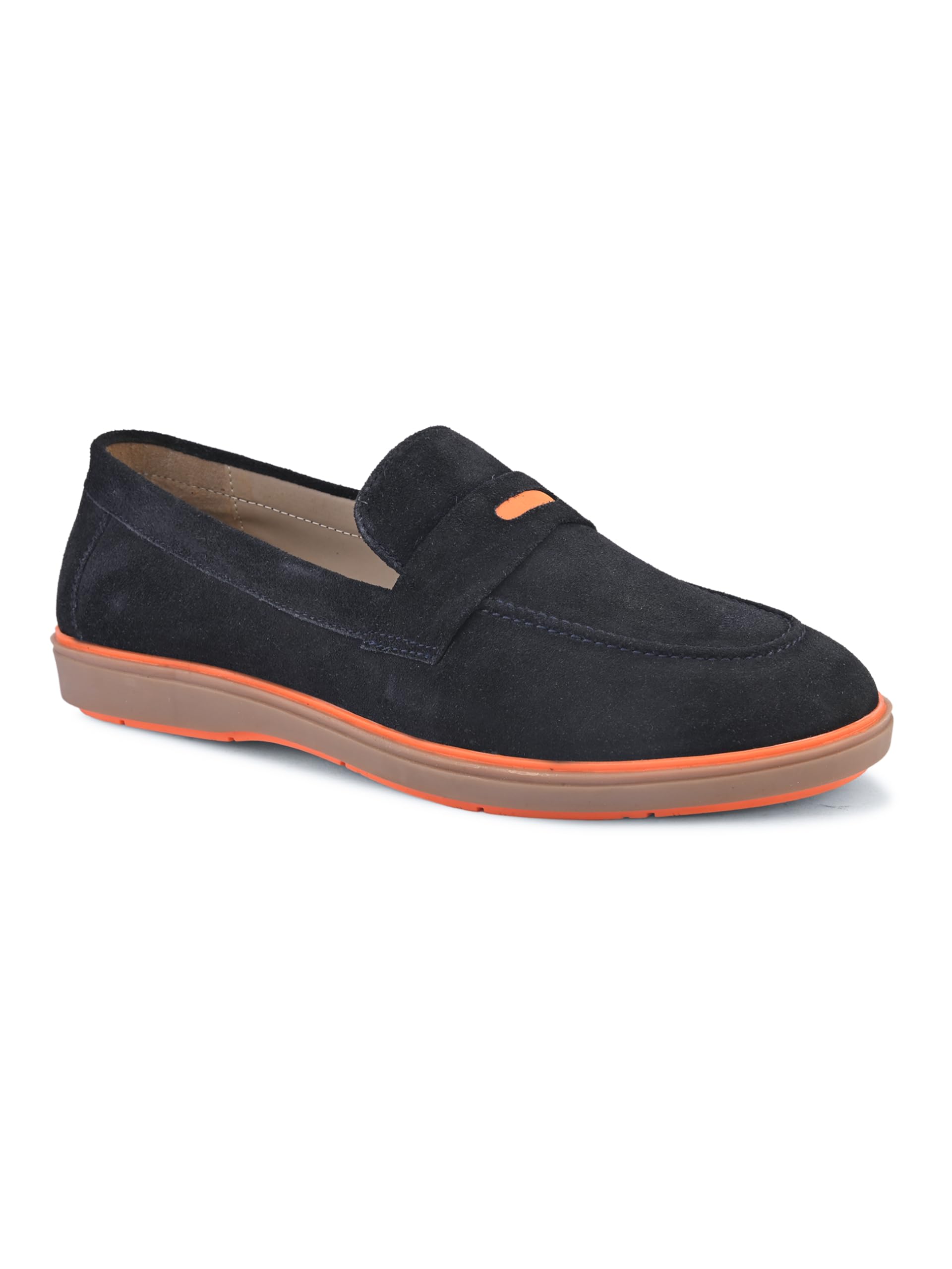 san frissco Men's Loafers Stylish Slip On Shoes | Lightweight Leather with Cushioned Footbed and Durable TPR Sole | Comfortable Footwear for Casual & Office Wear - 7 (Navy) SFL 19112-picture-10