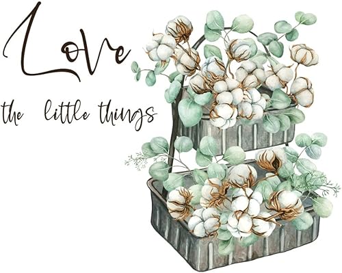 Love The Little Things - Decoración de pared floral en tarro de masón, murales de arte de pared, hermosas flores, coloridas flores, calcomanías de