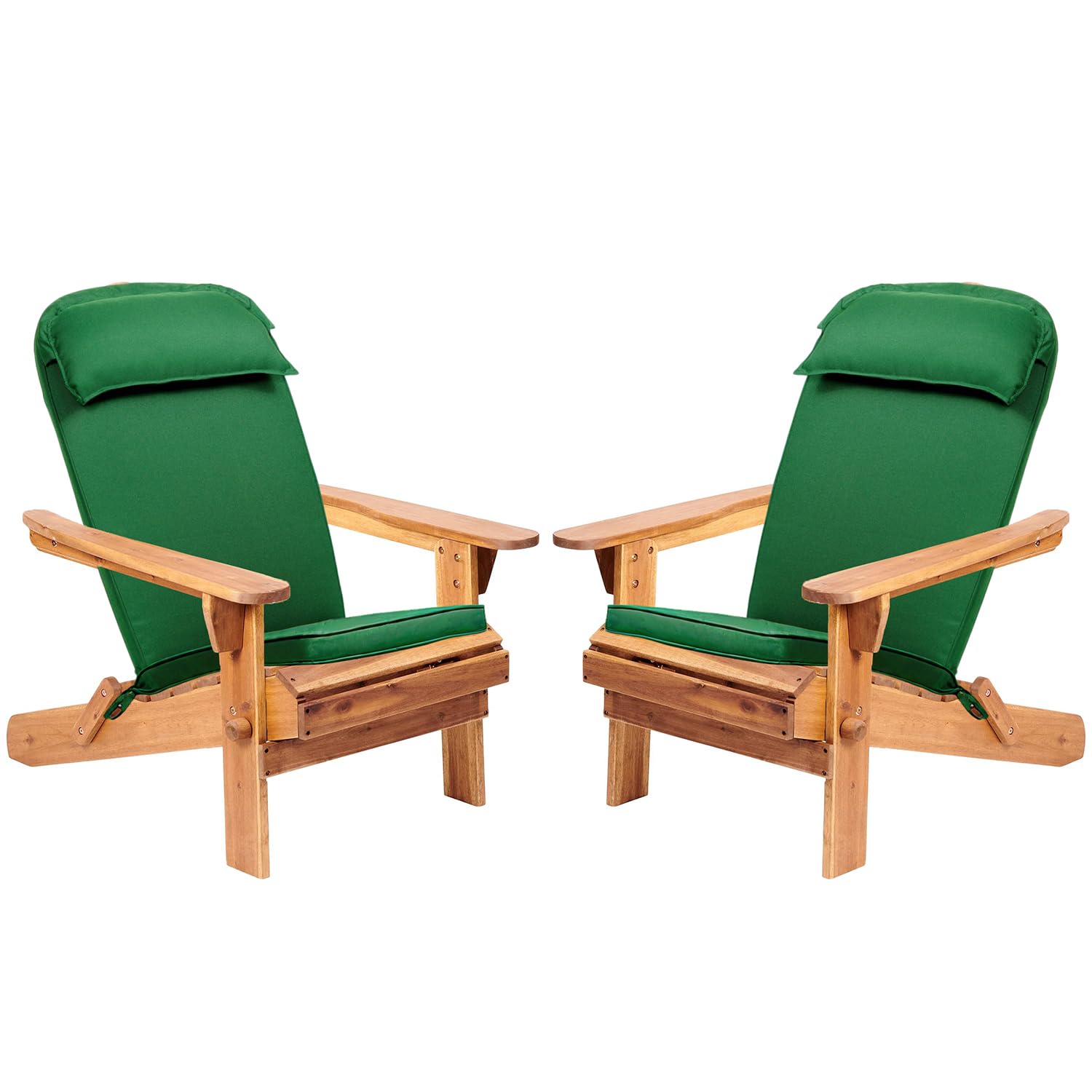 Ptsuker 2 Adirondack Chair with Cushion, Patio Wooden All Weather Adirondack Garden Chair,Wooden Garden Chairs with Water Resistant for Outside, Pool, Yard