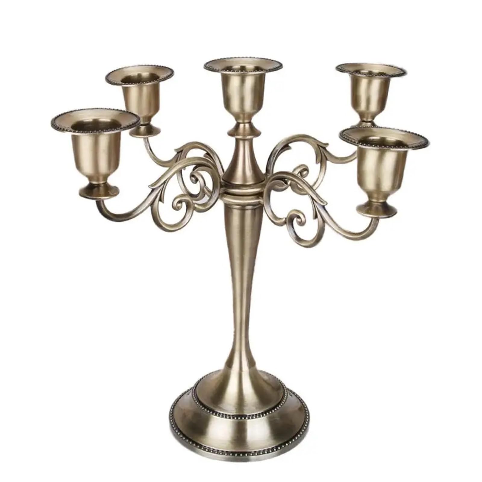 Portavelas Candelabros Retro Candelabros de Metal Mesa de Cena Retro romántica Decoración del hogar de la Boda Candelabro Decoración(Vintage Color 5 Head)