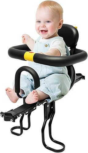 DNYSYSJ Asiento de bicicleta para niños, asiento de bicicleta para niños montado en la parte delantera con guadrail asiento delantero para bicicleta
