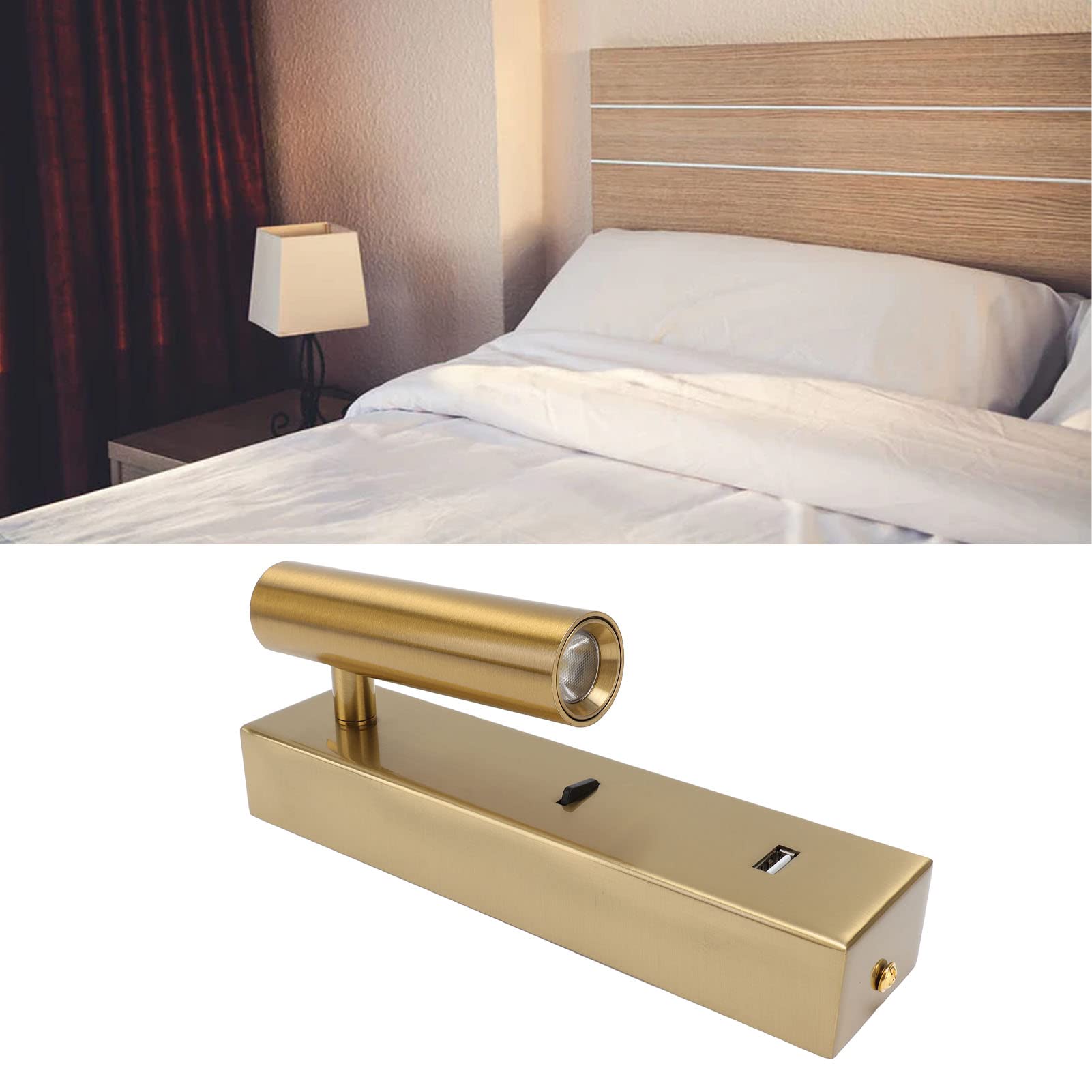 Lampada da Lettura a LED a Parete Elegante Angolo Regolabile per Camera da Letto Arredamento Moderno 100 V-240 V Lega di Alluminio 1 unità (Luce bianca)