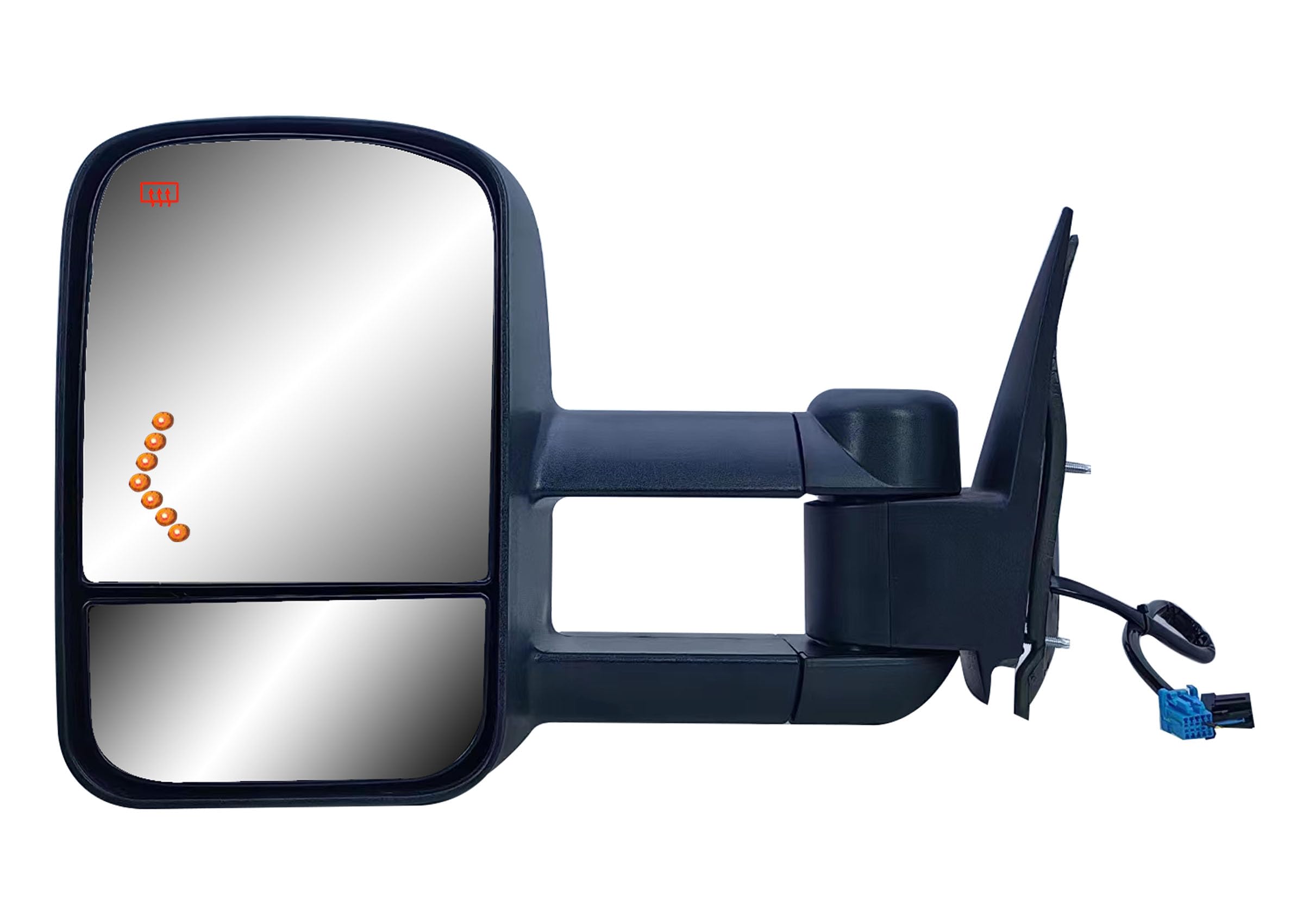 Driver Left Side Door Towing Mirror Power and Heated with Signal Light on Glass Textured Back Cover For Chevy Silverado Sierra 1500 2500 3500HD from 2003 to 2006