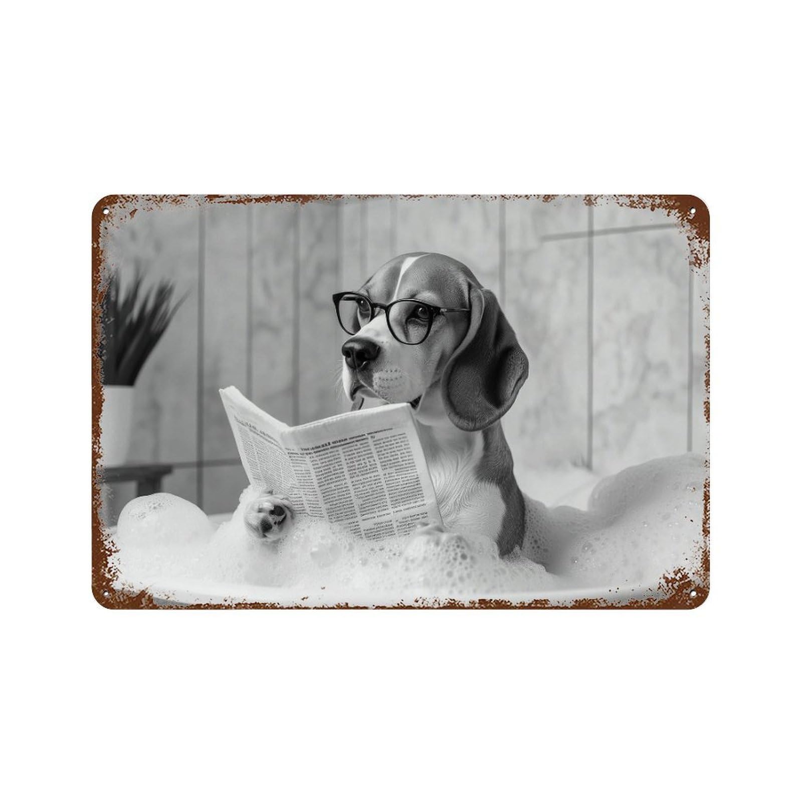 xiaoxiaoshen Beagle in Bathtub Print Wall Decor Art Metal Tin Poster Modern Home Decor Art Home Bar Shop Decorations Vintage Sign 20x30cm