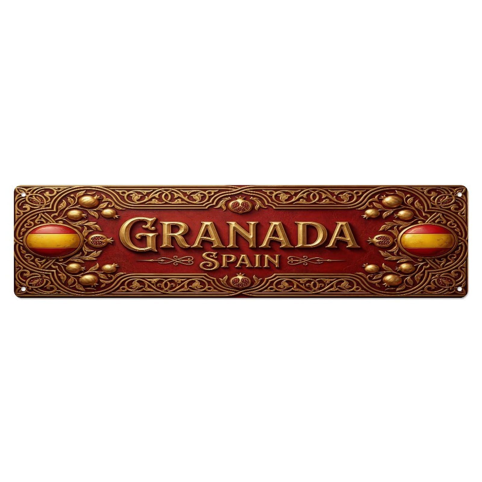 Xanthor Style Metal Tin Sign Vintage Granada Spain Flag Pattern
