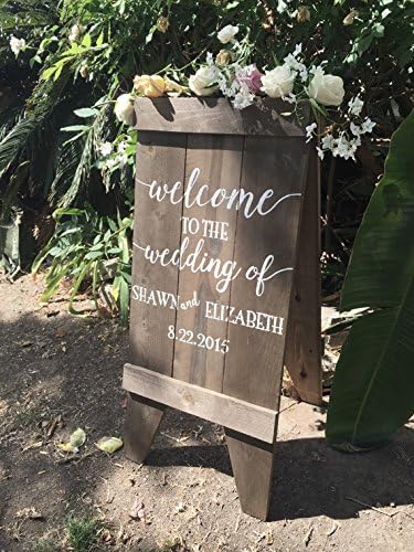 welcome wedding sign, aged wood sandwich board
