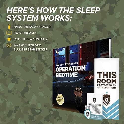 Miniatura 4 de ZZZ Bears SGT Sleeptight Army Teddy Bear con libro de cuentos y sistema de sueño, regalo reconfortante para niños del ejército, ayuda con la rutina