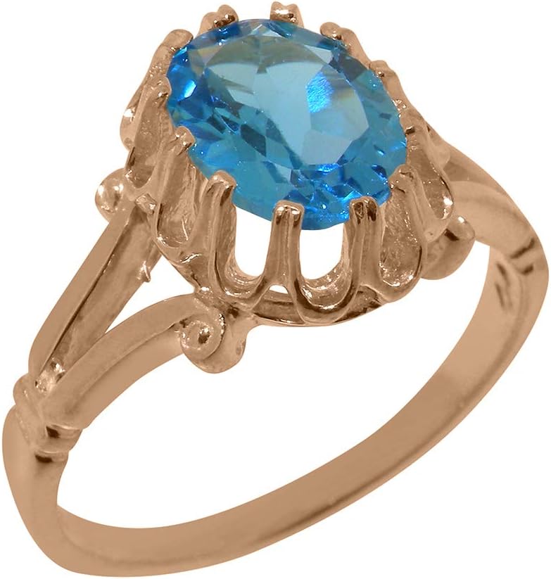 英国製（イギリス製） K14 ピンクゴールド 天然 ブルートパーズ レディースソリティア リング 指輪 各種 サイズ あり