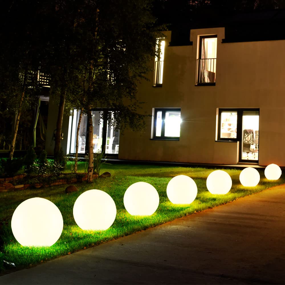 Solarleuchte Kugel Garten LED Gartendeko Solarkugel für Außen 20 cm Kugelleuchte Solar, Leuchtdauer ca. 6-8 Stunden, H 62 cm, 7er Set