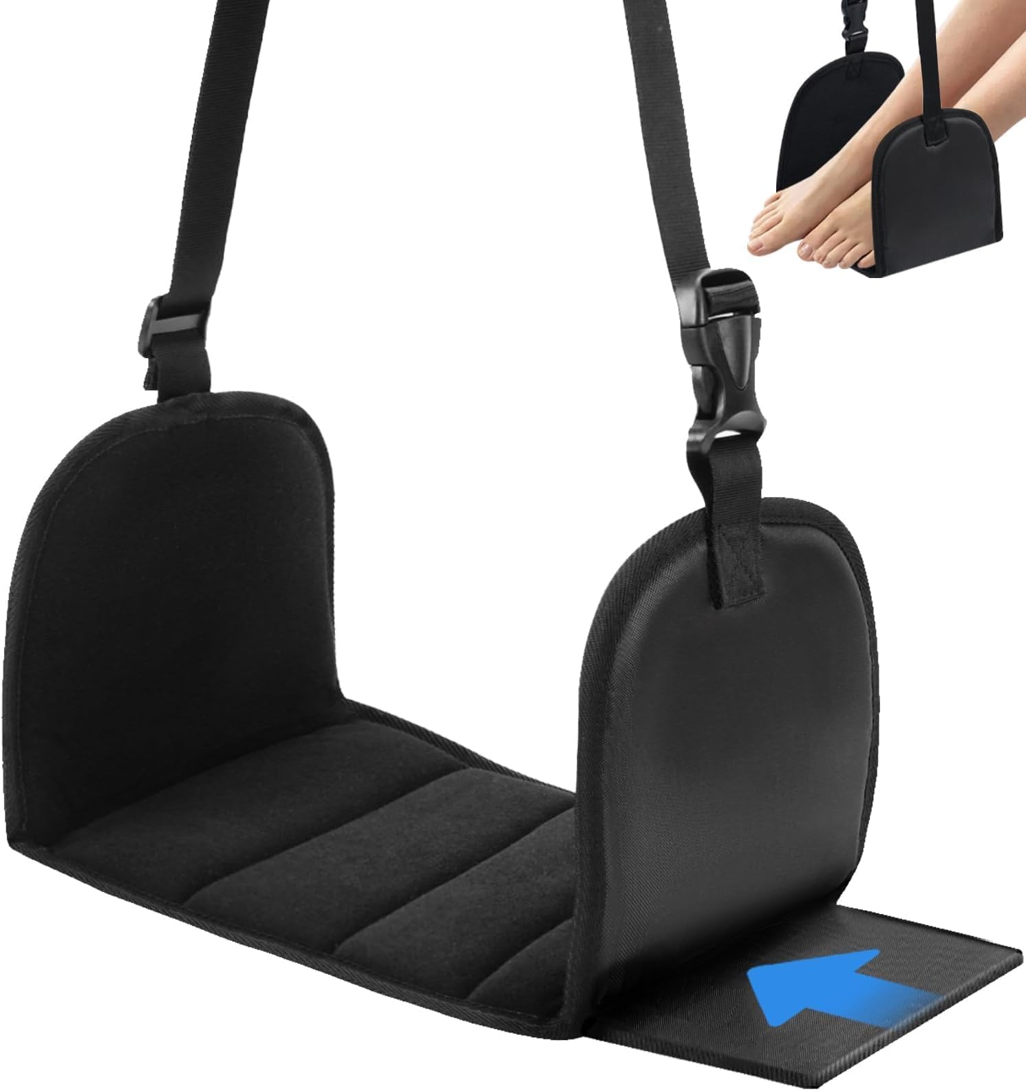 M MOACC Aeroplane Footrest Foot Hammock, Memory Foam, Black, Adjustable Straps, Soft Flannel Surface, Portable, Non-Collide, Relaxation & Comfort for Long Flights