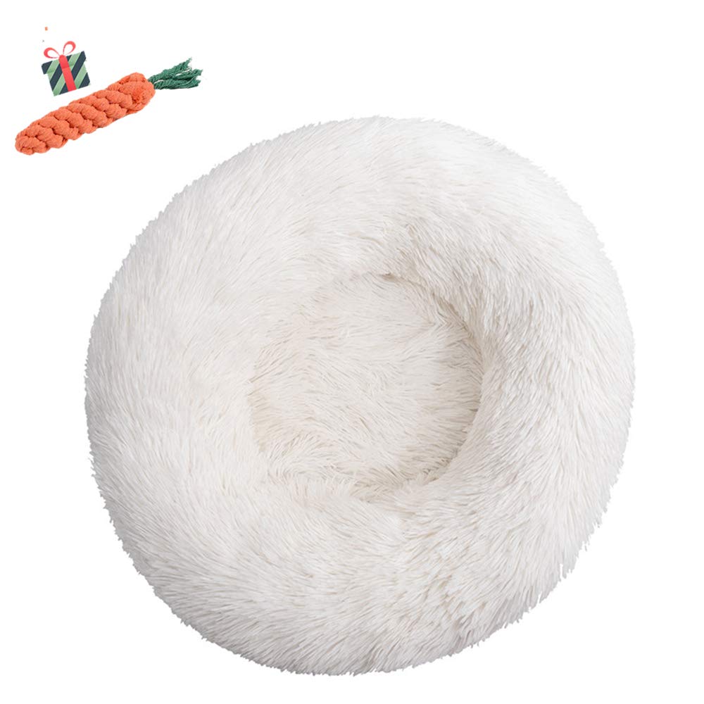 Panier Rond Chien Coussin Chat Chickw1 en Peluche Blanche Lavable 120cm