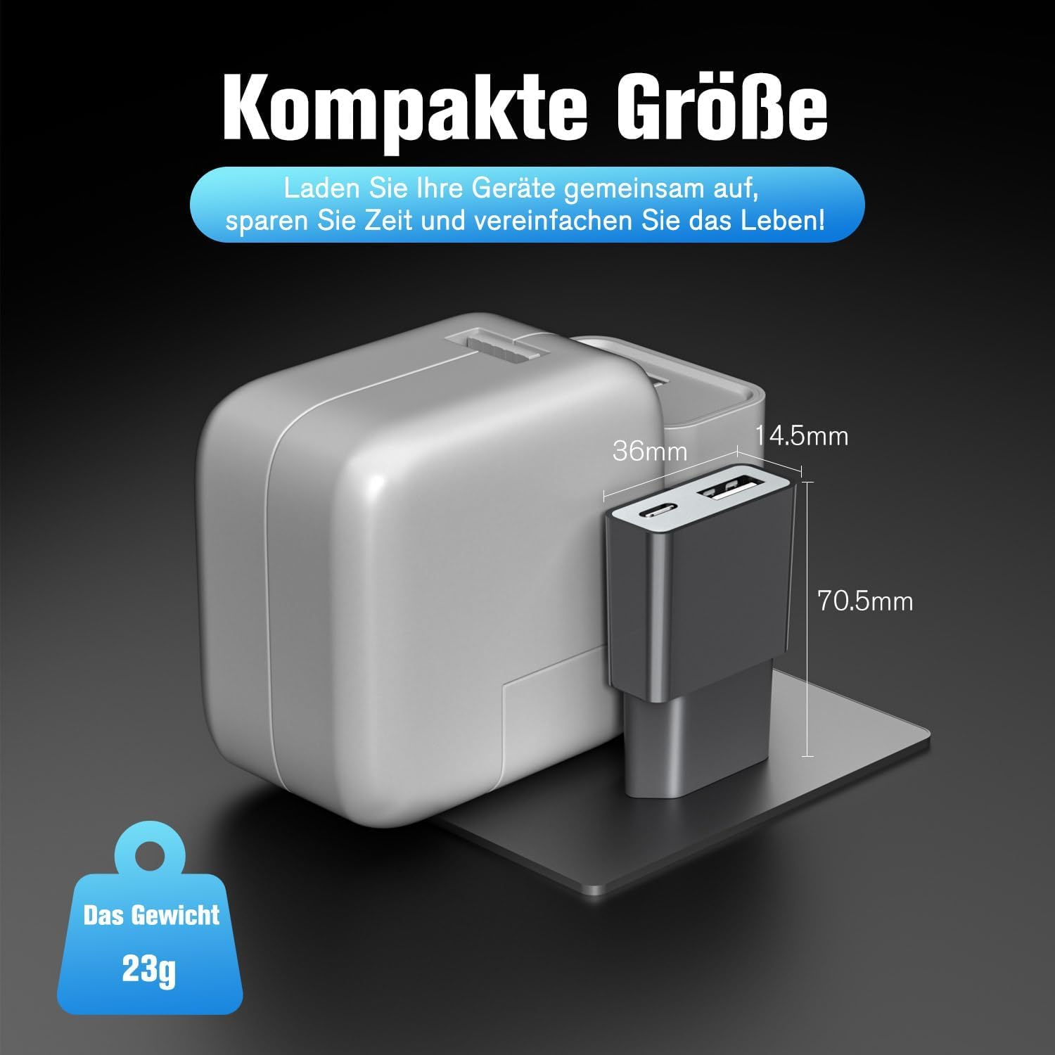 Caricatore USB da 5 W, adattatore di ricarica universale ultra sottile (5 V 1 A), 2 porte, USB-C + A (confezione da 30 pezzi), per iPhone, lettori eBook, spazzolini elettrici Xperia, lettori