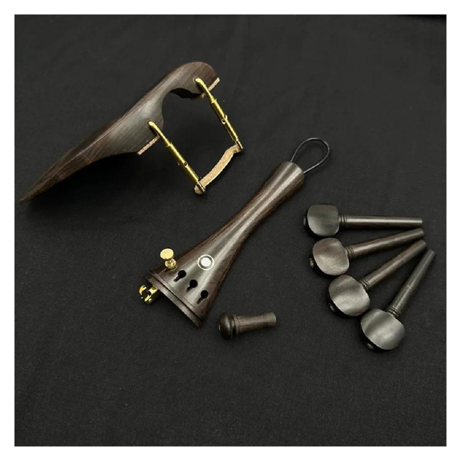 1 juego de accesorios para violín de ébano con mentonera y afinador de tripa de nailon Accesorios profesionales para violín