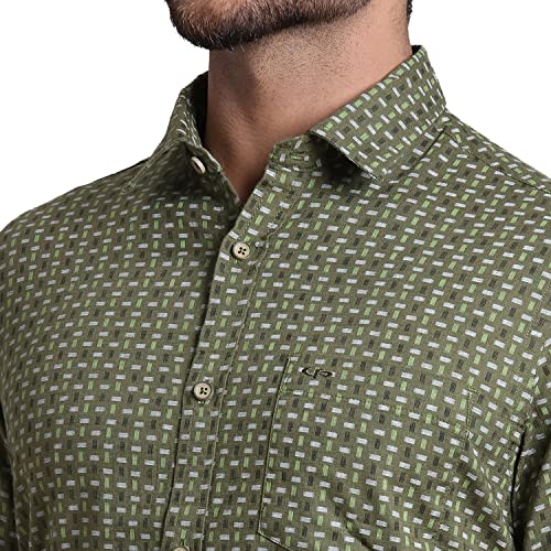 Image of Colorplus Men's Pure Cotton Print Pattern Contemporary Fit Spread Collar Full Sleeve Casual Shirt