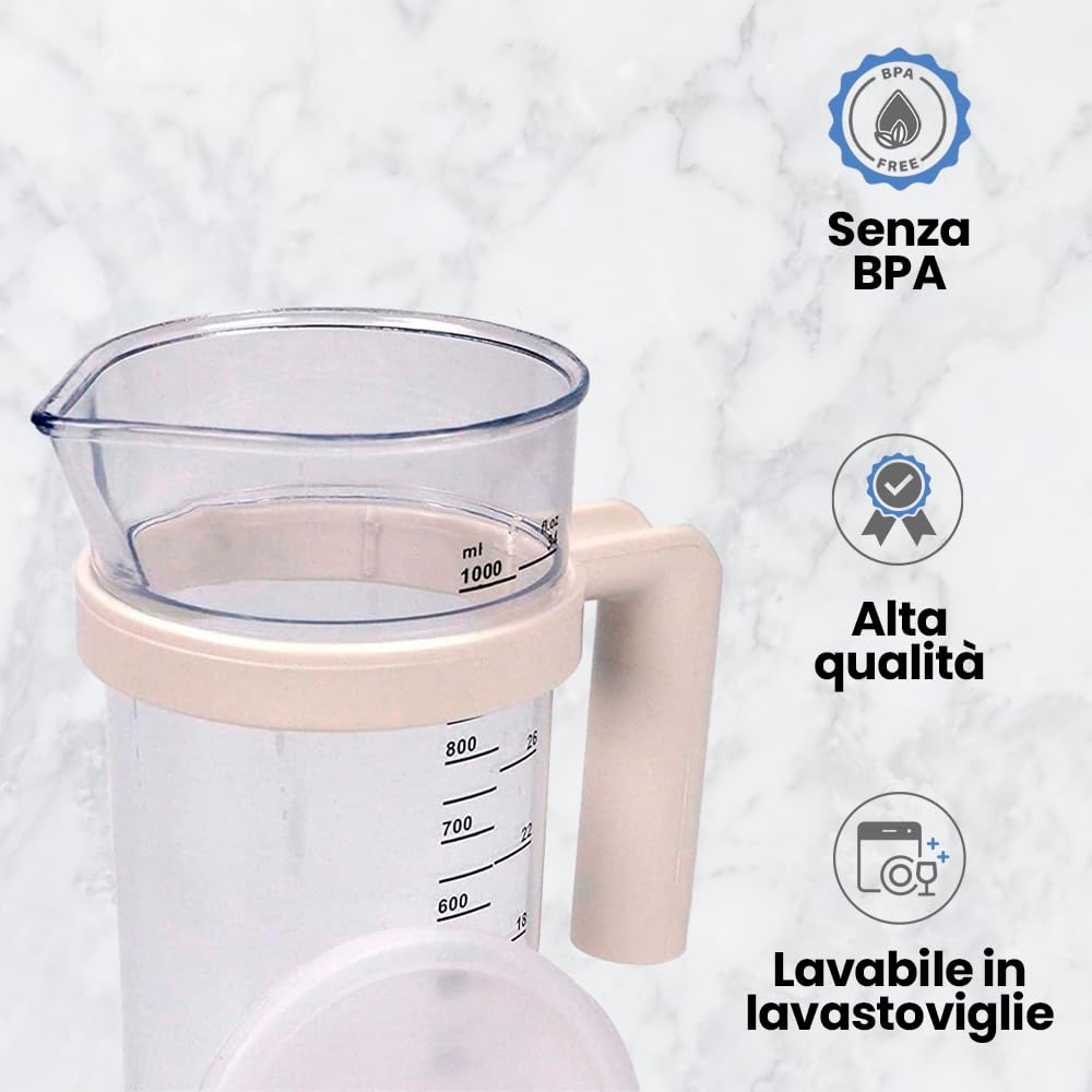 Anakel Home Caraffa graduata con coperchio Capacità 1 litro I Misurino per frullatore a immersione I Plastica resistente