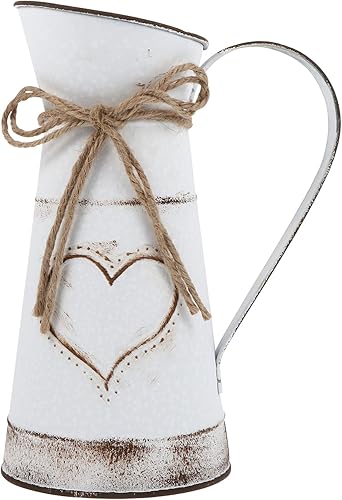 Housoutil Jarrón rústico desgastado y chic de metal galvanizado, jarra de leche vintage, jarrón decorativo para flores, jarrón para cocina, hogar,