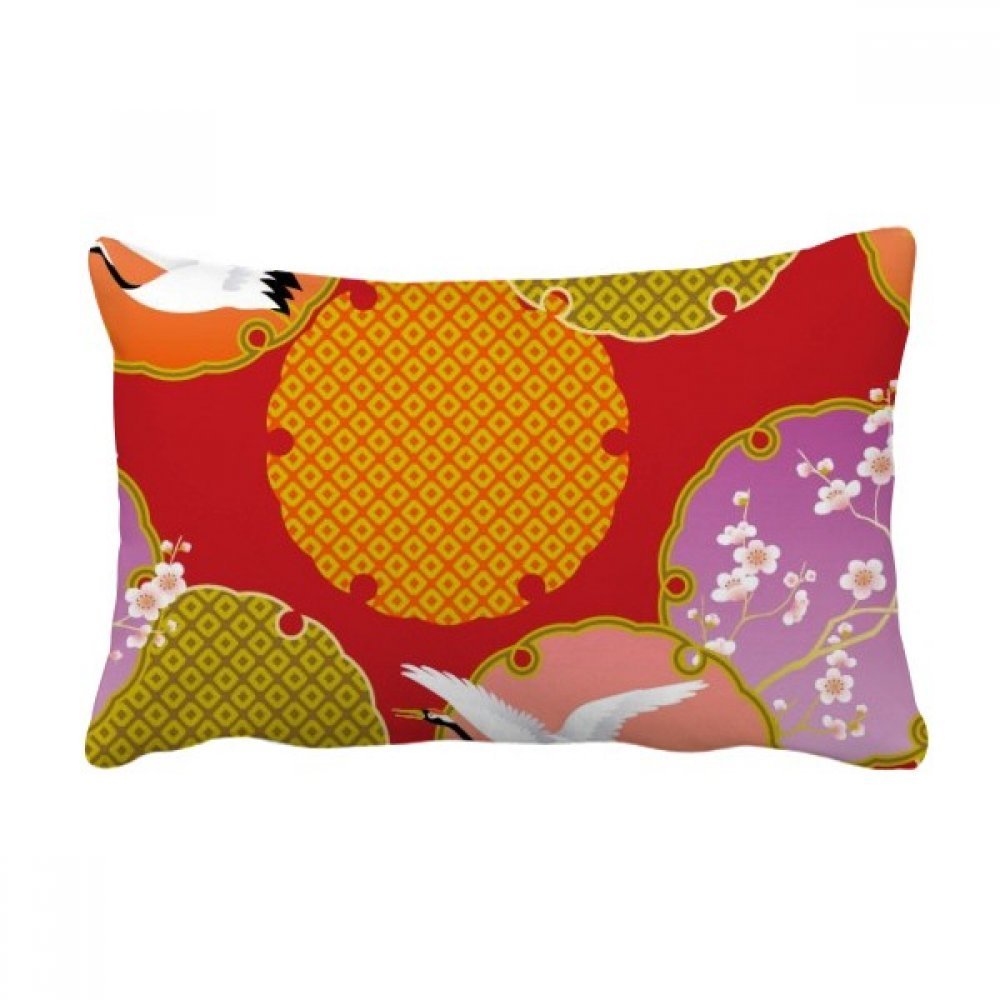 Coussin japonais grue déco canapé housse d'oreiller lombaire multicolor 40x60 cm