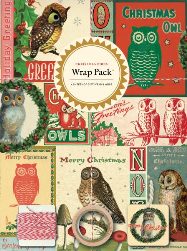 Cavallini Papers 4-Sheet Wrap Pack, Christmas Birds