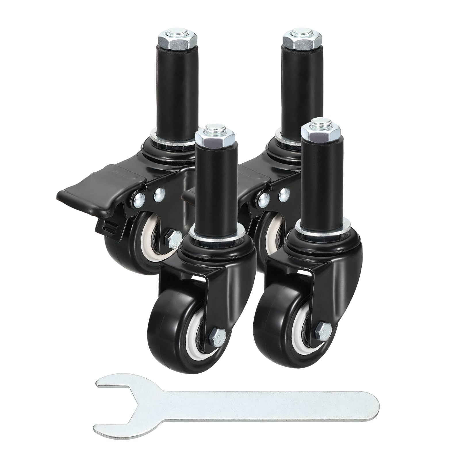 Juego de 4 ruedas giratorias para mesa de preparación (2 pulgadas) – Ruedas giratorias de alta resistencia con freno para mesas de preparación de cocina comercial, carrito utilitario, patas de
