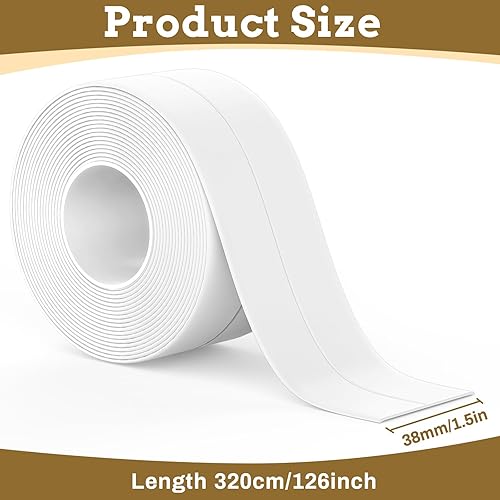 Miniatura 2 de Paquete de 2 cintas de calafateo impermeables autoadhesivas tiras de sellado para encimera de cocina fregadero baño inodoro protector de borde de