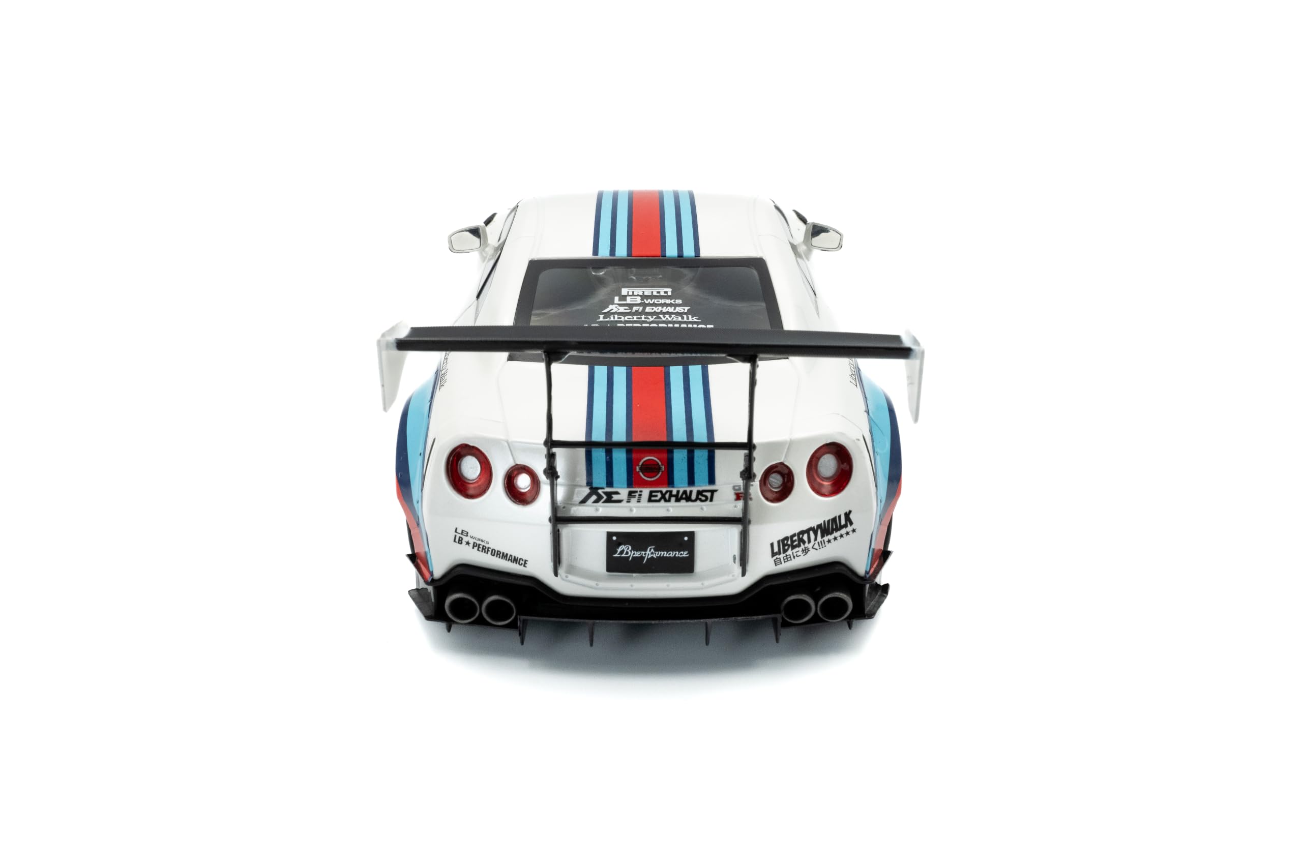 Solido Nissan GT-R R35 Liberty Walk 2.0 - Estremamente tonificato JDM Racer, Martini, Kit Corpo Ampio, Diecast modellino Auto, Bianco, 1:18