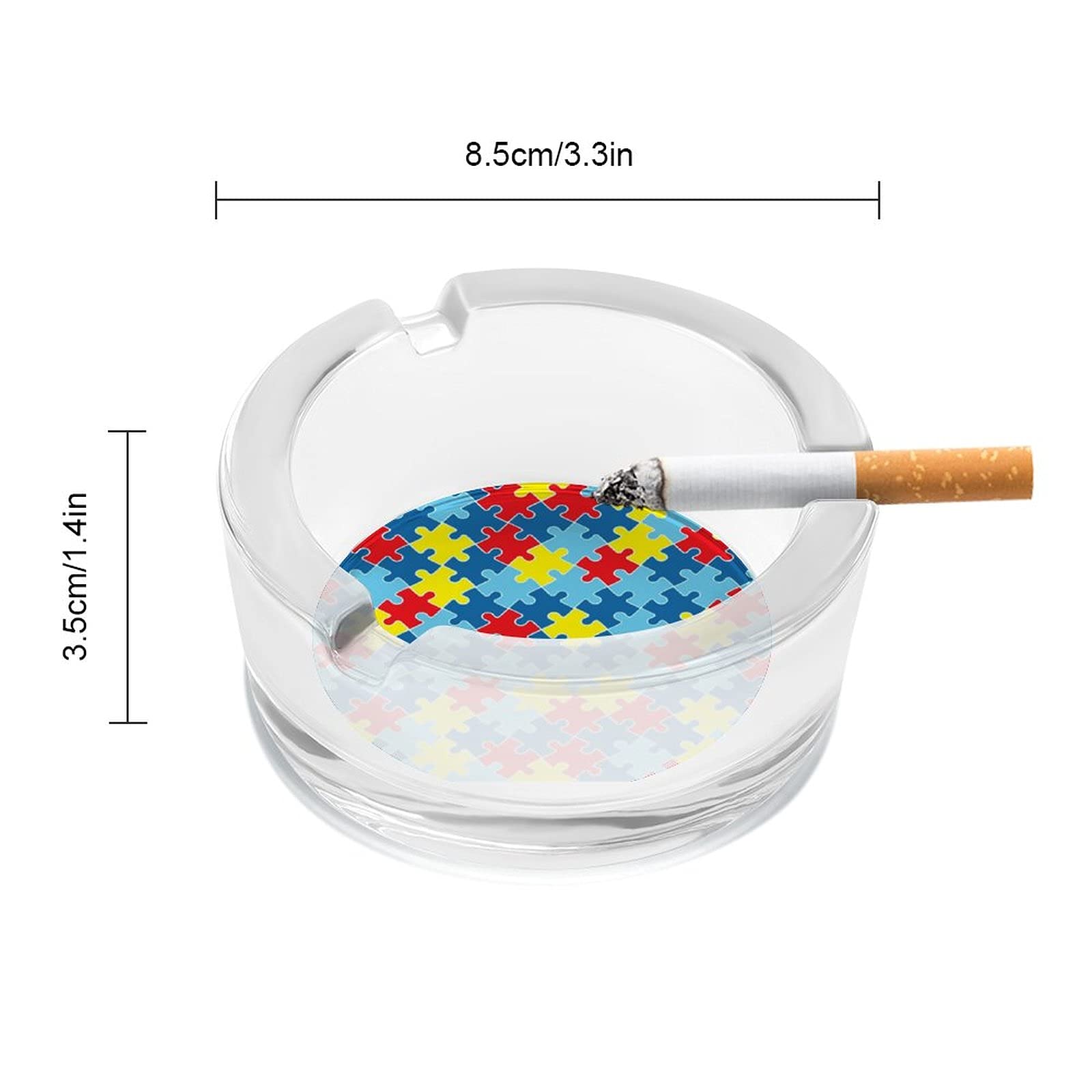 Autism Awareness Puzzle Funny Round Crystal Ashtray Cigarettes And Cigars  Ash Tray Holder Case Indoor Outdoor Decor : Amazon.co.uk: Fashion