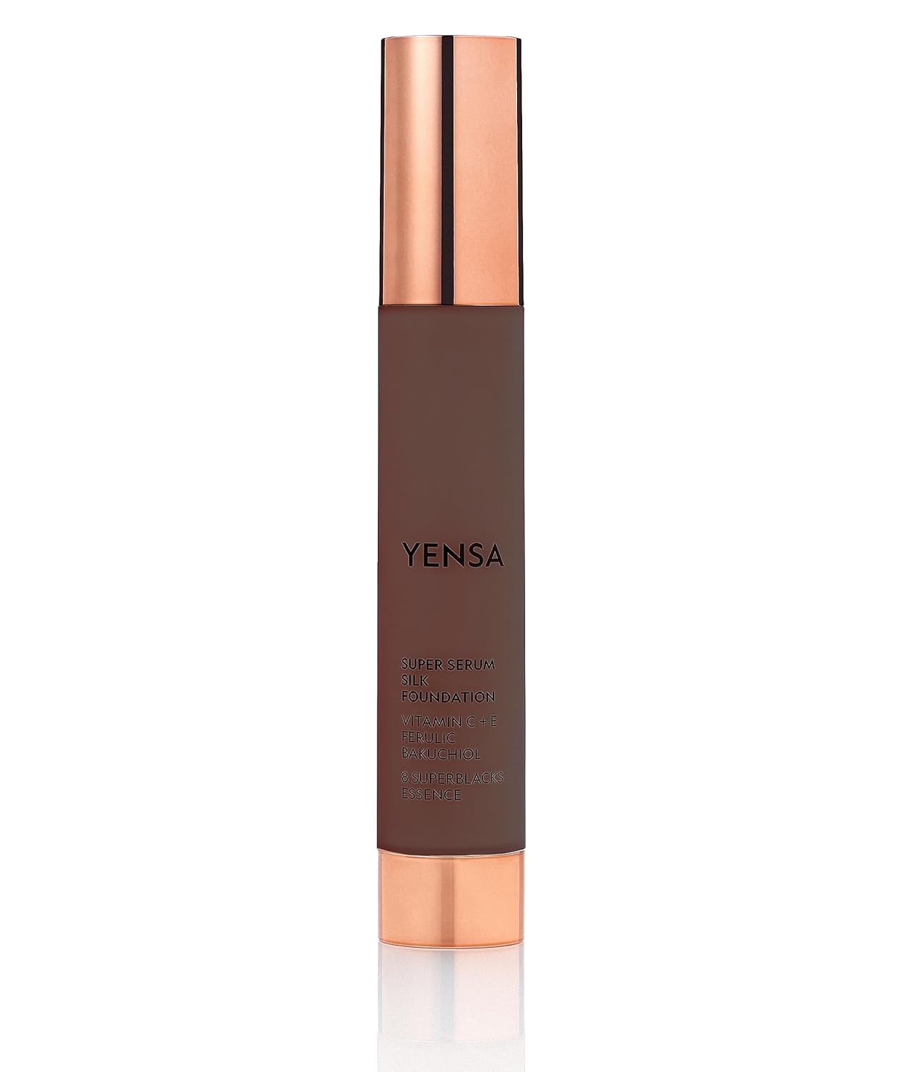 YENSA Serum Foundation Makeup – Super Silk Full Coverage Foundation Enriched with Peptides, Vitamin C & Ferulic Acid to Help Reduce Fine Lines, Wrinkles & Dark Circles – Deep 4 (1 oz)