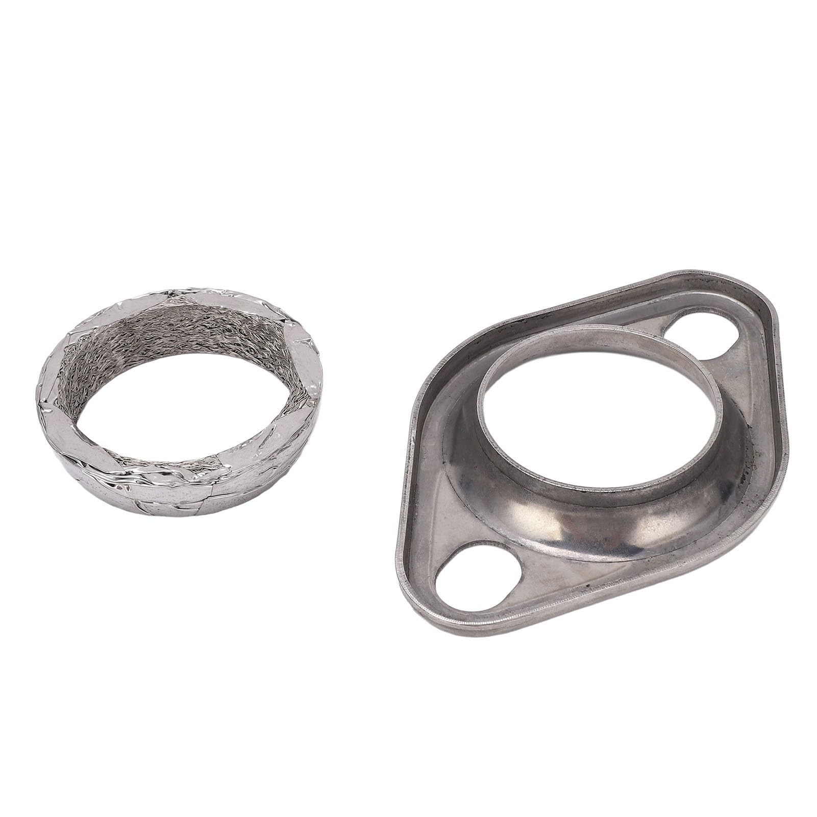 Tbest Brida del Colector del Cabezal de Escape de 2 Pulgadas con Junta Accesorio de Tubería Ovalada de Acero Inoxidable para Sistemas de Rendimiento Automotriz