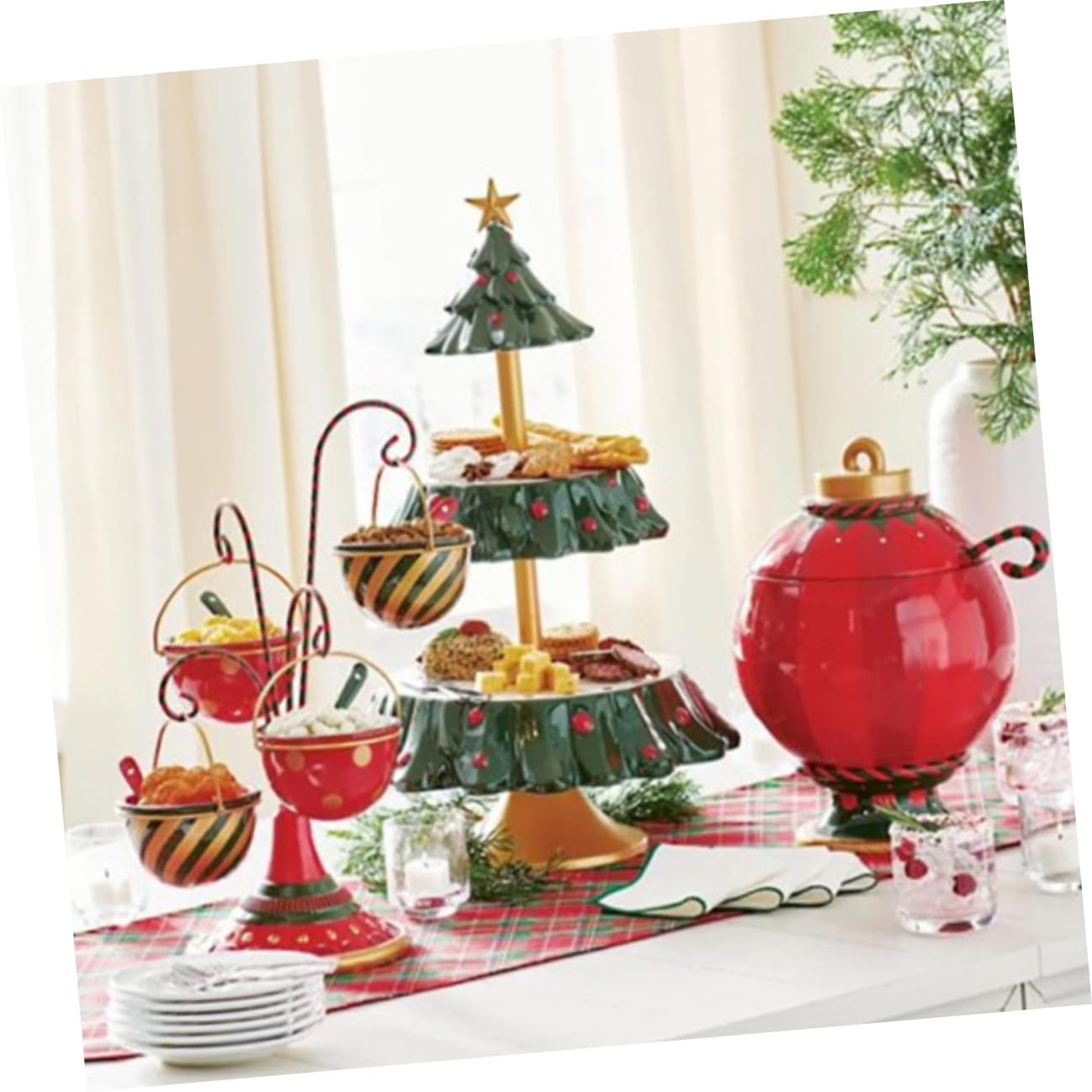 Espositore per Snack Natalizio Multiuso Piatto per Frutta e Dolci Supporto Resistente e Decorativo per Feste di Natale Tavola Festiva Elegante