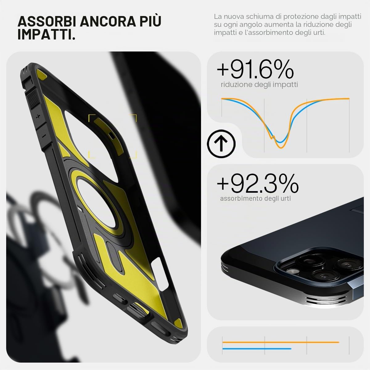 Spigen Tough Armor (AI) Custodia MagFit per iPhone 16 Pro, compatibile con accessori MagSafe - Ardesia metallica
