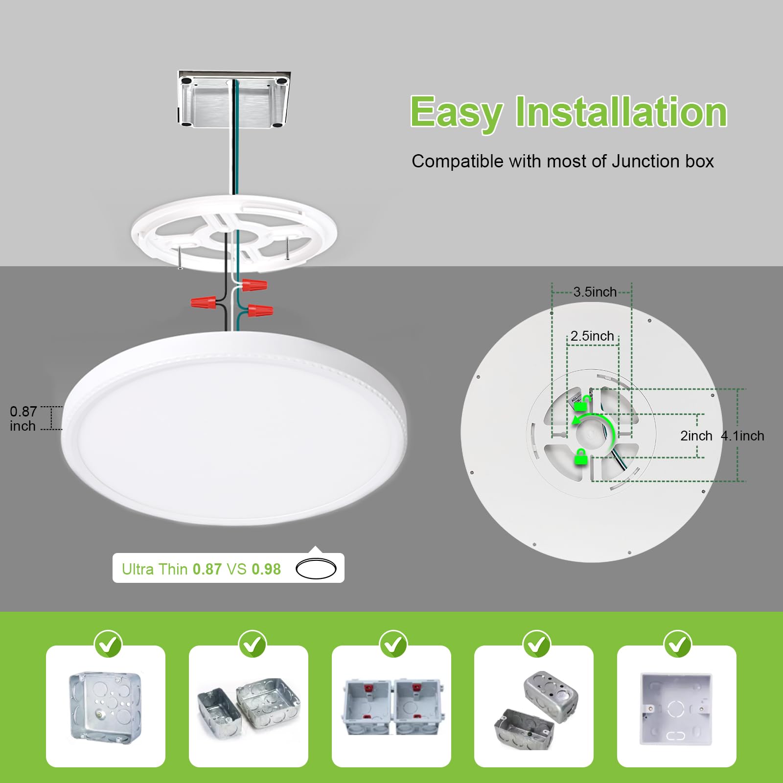 hunhun 8 Pack 3200lm LED Flush Mount Ceiling Light 28W 12 Inch