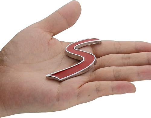 1 emblema S 3D letra de metal para maletero de la tapa trasera del maletero de la escotilla de repuesto para R53 R55 R56 R57 R59 F56 F55 (rojo