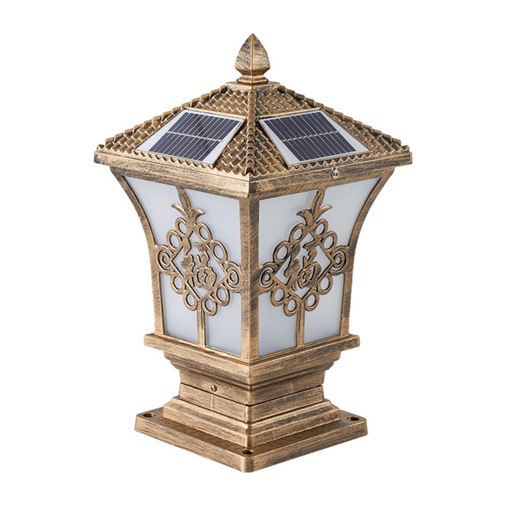 European Solar Lights Rustic Lawn Solar Garden Lights Pathway Lights Anti-Rust Outdoor Lamp Post Lantern for Patio Driveway