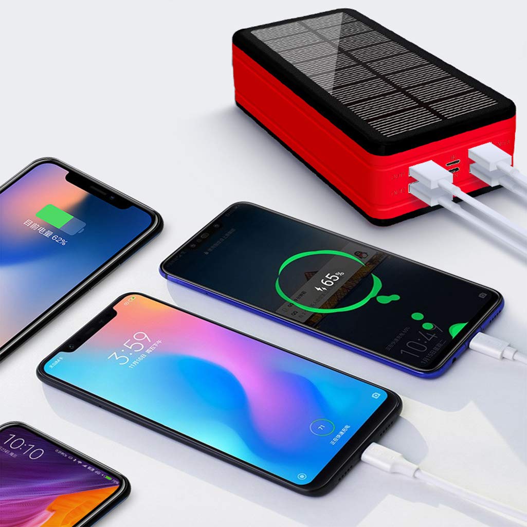 Powerbank Powerbank 50000 mAh Powerbank/Ładowarka solarna Powerbank/Powerbank solarny/Ładowarka przenośna solarna Powerbank/Telefon komórkowy Przenośne powerbanki, czerwony