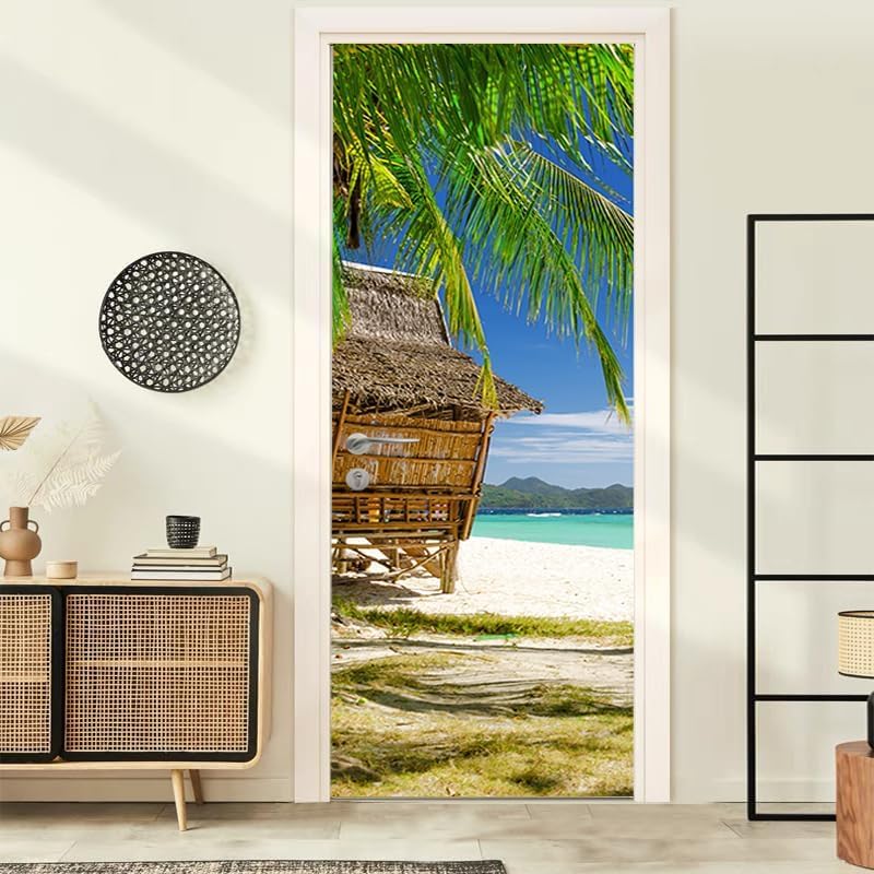 Pegatinas para Puertas de Océano Door Stickers 3D Adhesivo Vinilo Pegatina Puerta Vista Al Mar Murales Póster Decorativas de Pared Mural Papel Pintado 95x210 cm a.4373