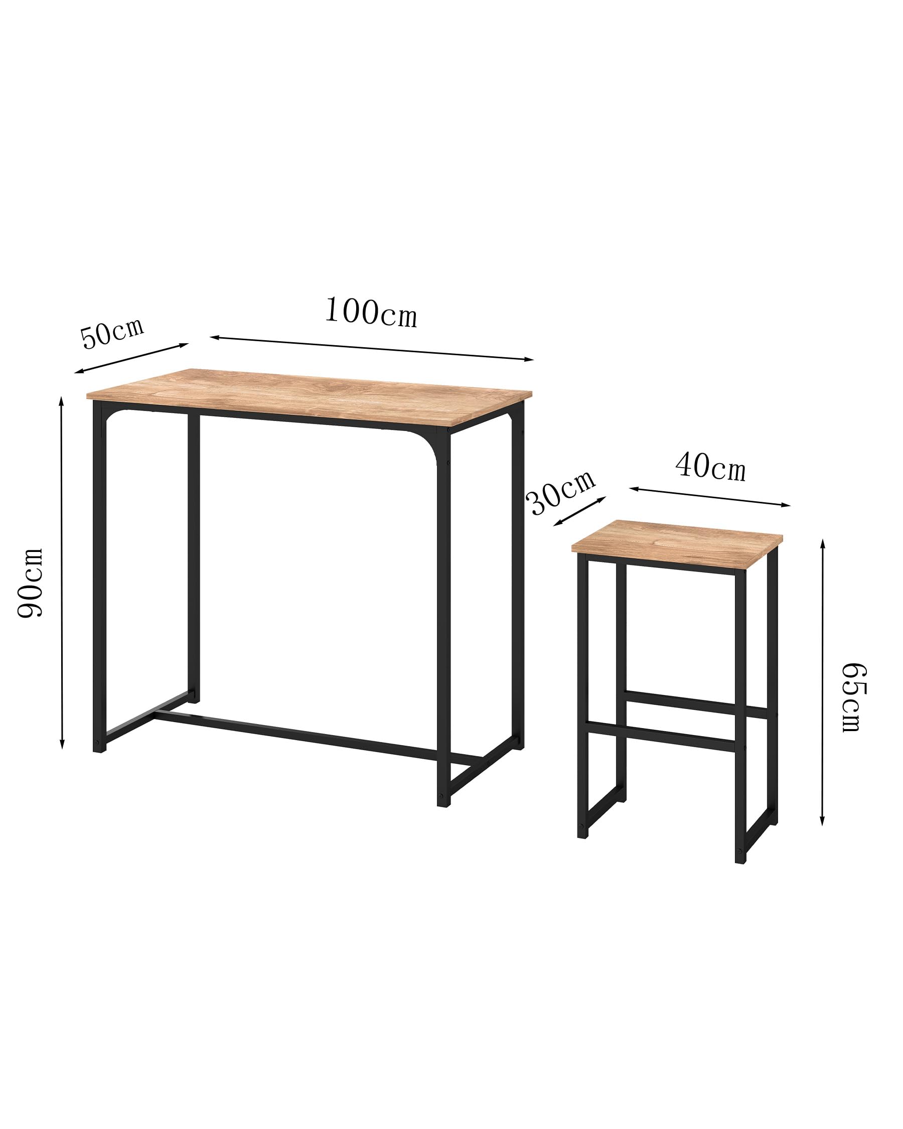 Bartisch Holz Küche, Bartisch mit Barhocker Set, Stehtisch Holz Outdoor, Hochtisch Küche mit Stühlen Set, Vielseitiges modernes Design Bistrotisch mit 4 Stühlen
