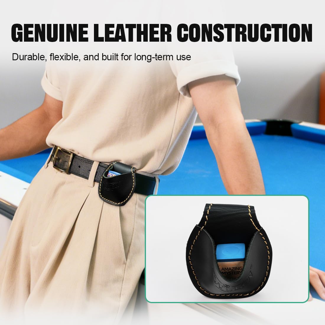 KONLLEN Billard Cuir Porte-Craie Sac Poche Snooker Piscine Accessoires