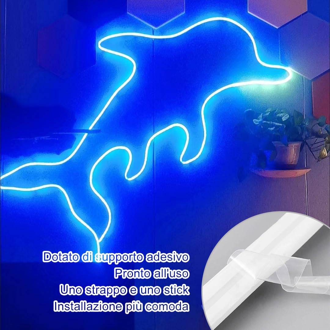 STHomedeco Tira LED COB - Striscia Adesive 220v Da Interno Esterno Impermeabile, Alta LuminositÃ Striscia IP65, Strip LED per Commerciale, Camera da letto (Blu, 5M)