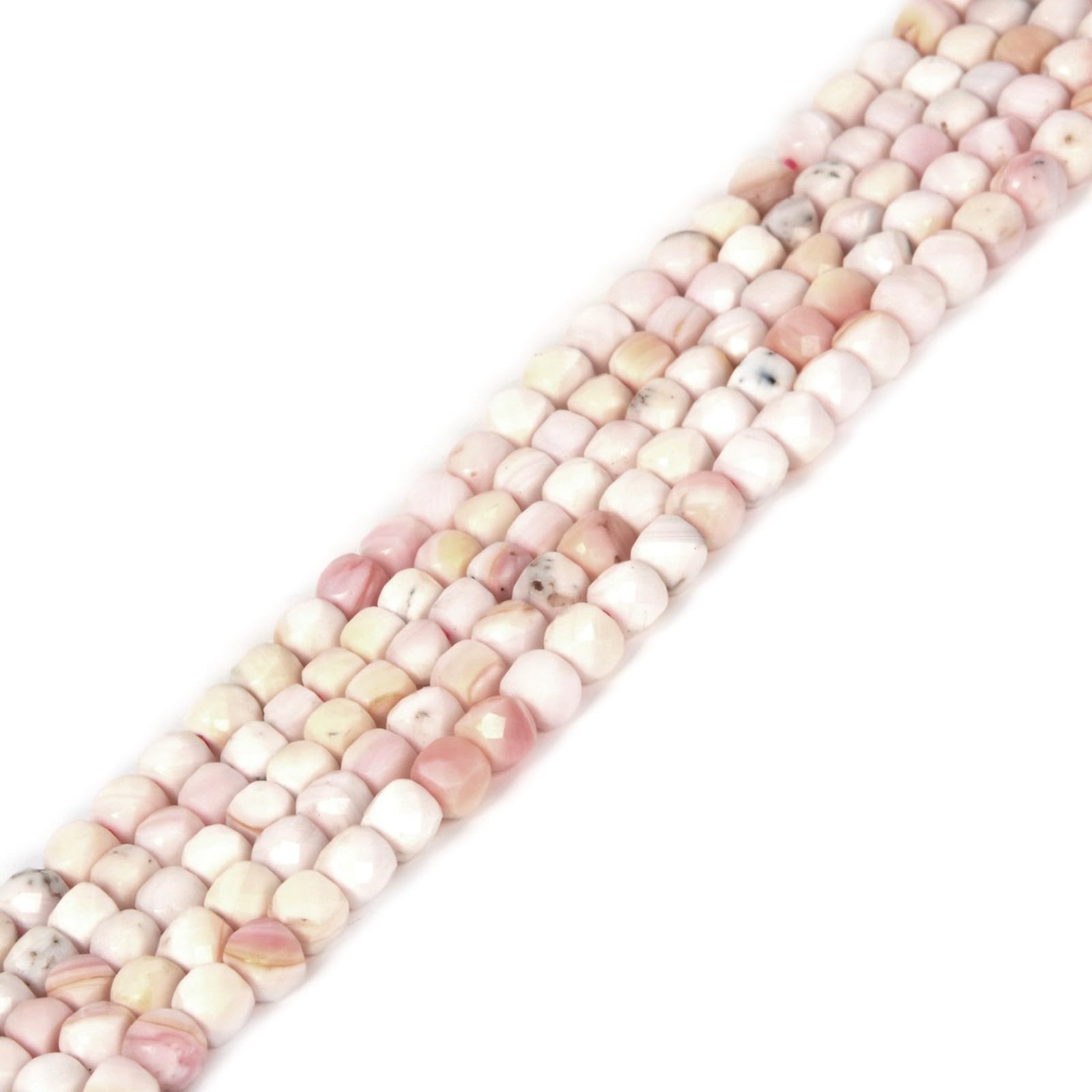 Perles carrées en pierre naturelle rose 4mm pour création de bijoux et colliers